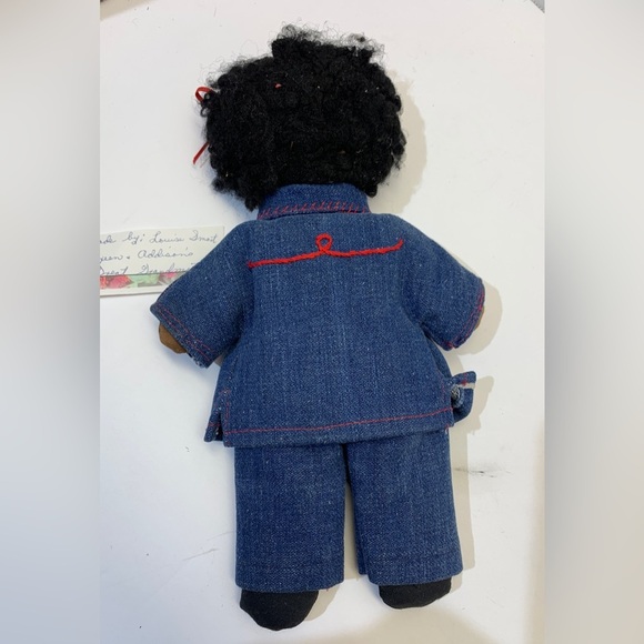 Vintage HANDMADE 11” Black African American Cloth Rag Doll Folk Art Provenance - Picture 2 of 7